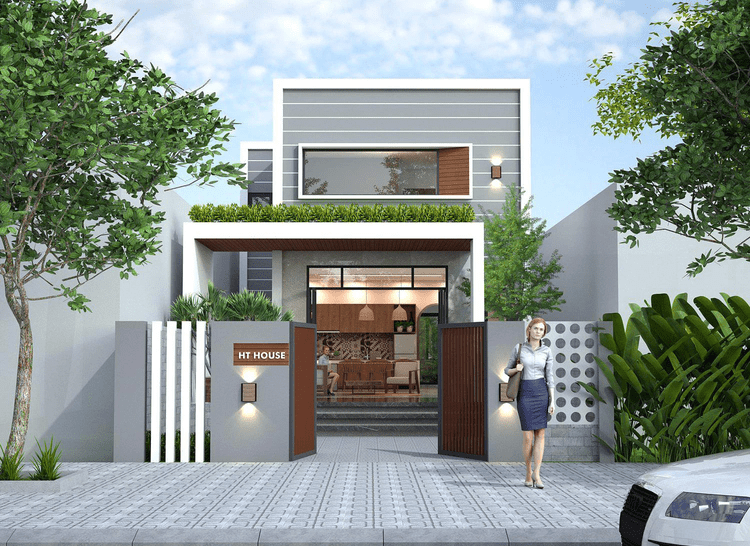 Thiết kế nhà vườn cấp 4 mái thái tân cổ điển ở Bình Định M330