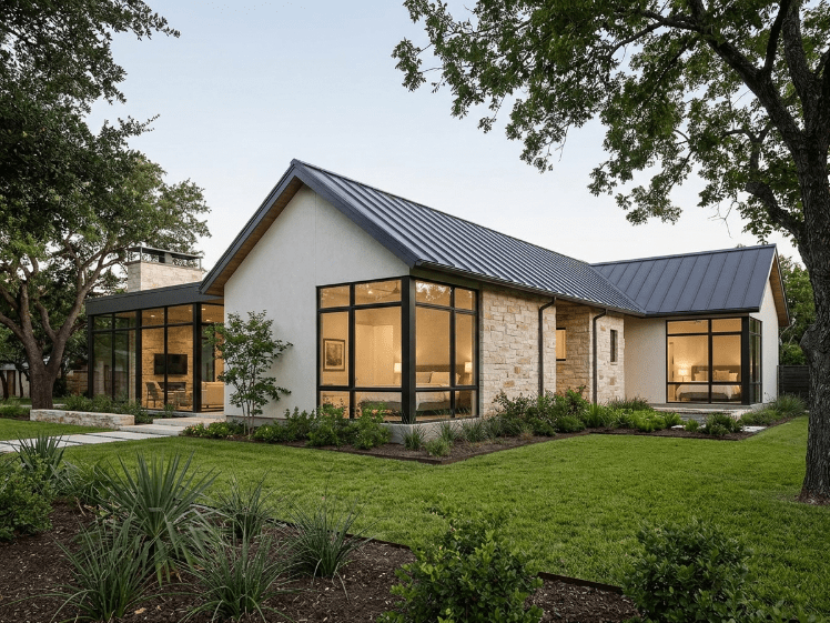 Nhà cấp 4 mái lệch phong cách tối giản Modern Farmhouse thời thượng