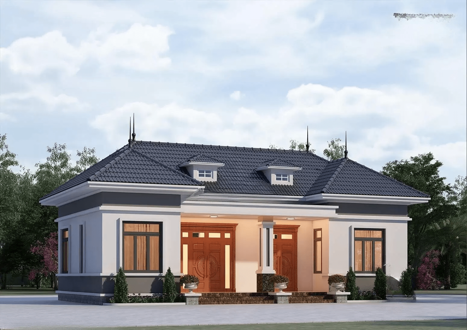 mẫu nhà cấp 4 mái nhật đẹp hiện đại, sang trọng