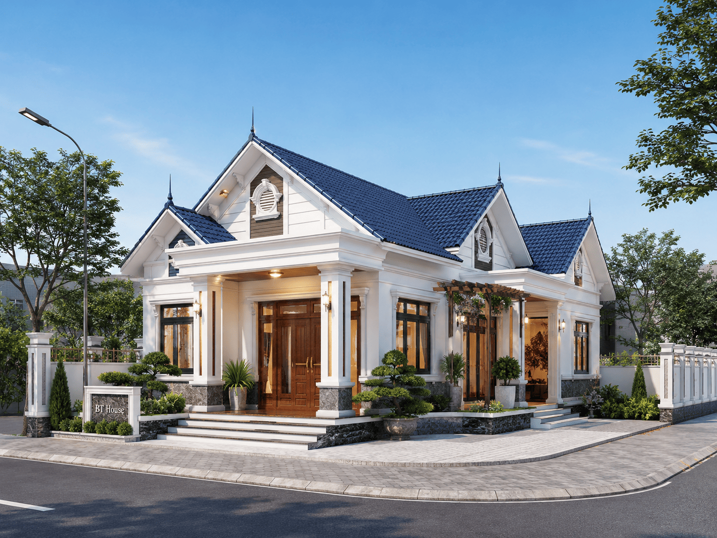 Nhà cấp 4 mái Thái 2 mặt tiền thiết kế bề thế