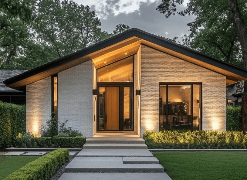 Nhà cấp 4 mái Thái 2 phòng ngủ có hệ thống đèn LED lớn