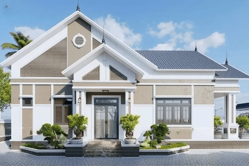 Nhà cấp 4 mái Thái 4 phòng ngủ có hệ cột trụ chắc chắn