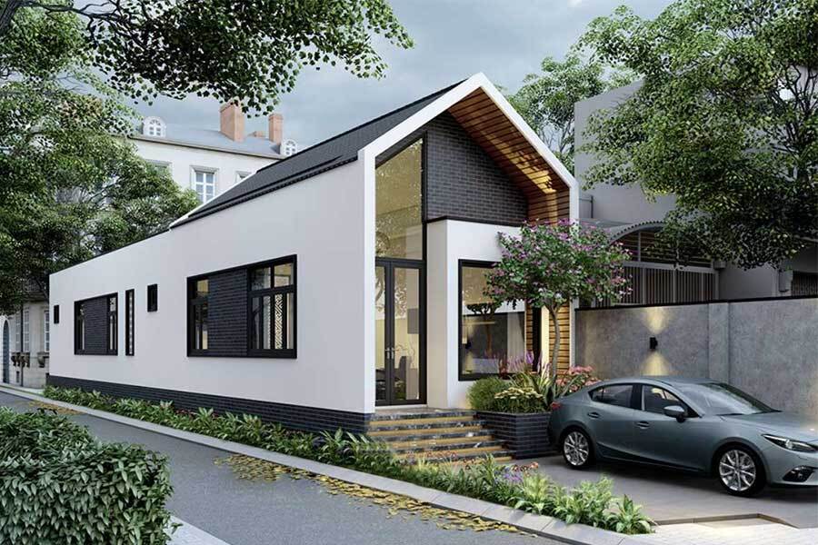 mẫu nhà cấp 4 mái thái 5x20 đẹp