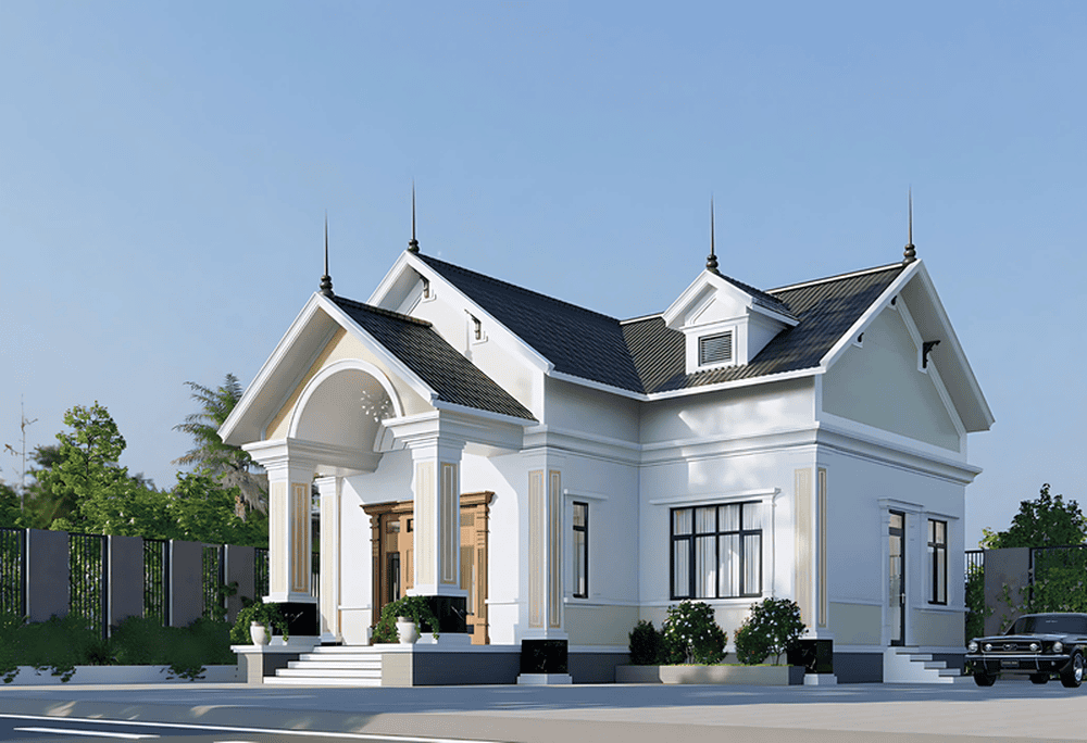 Nhà cấp 4 mái Thái 80m2 tân cổ điển chữ L
