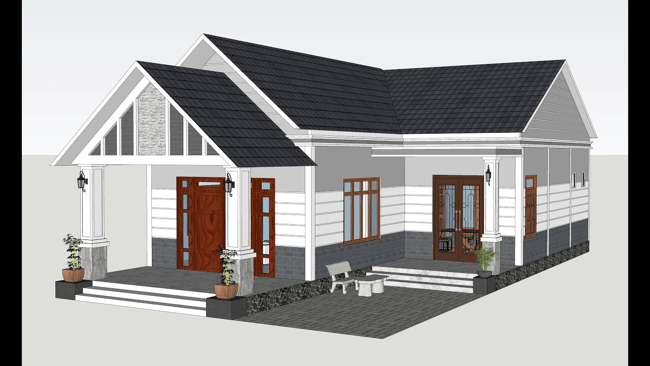 Nhà cấp 4 mái Thái 80m2 kiểu dáng chữ L