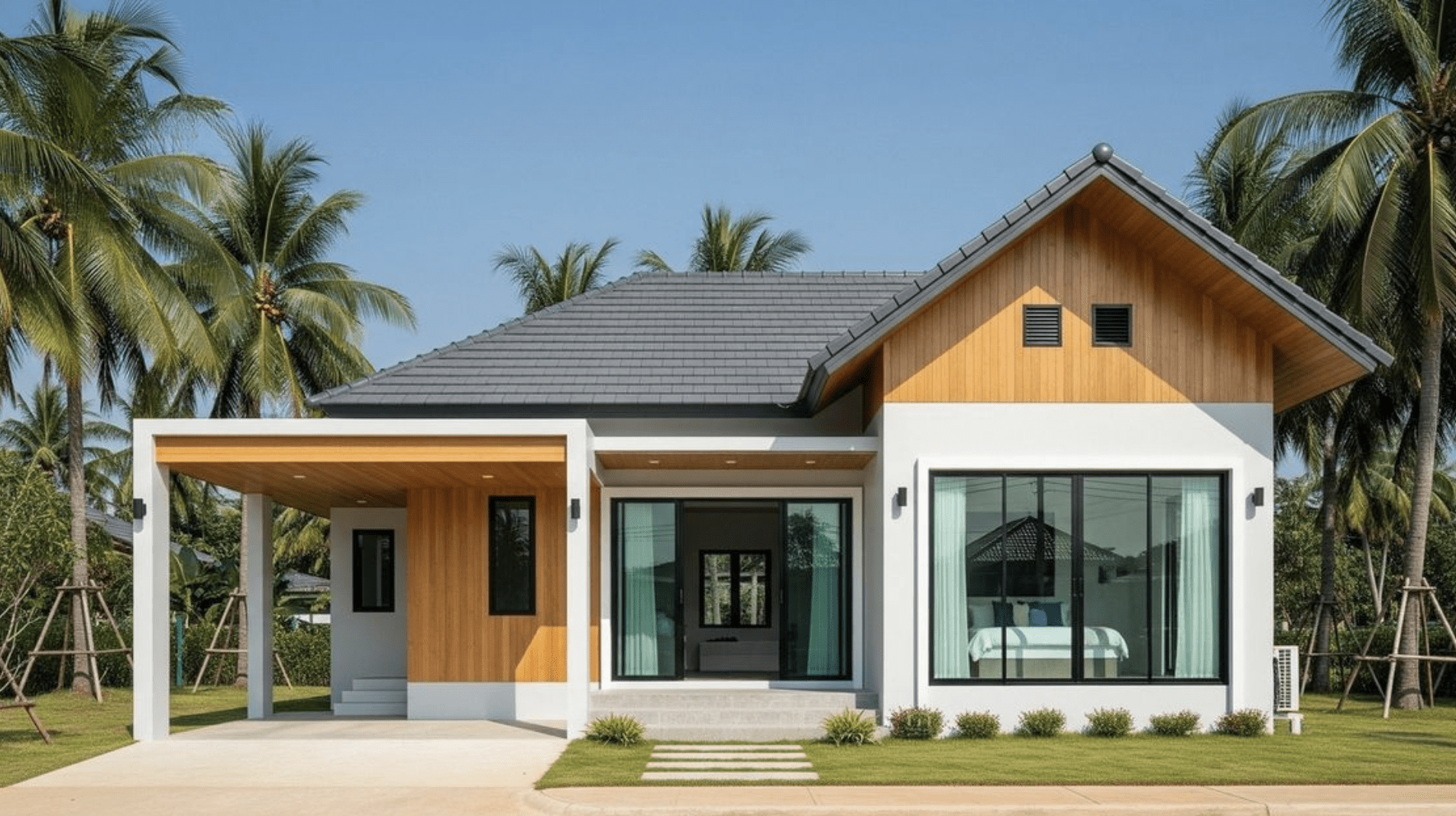 Nhà cấp 4 mái Thái 80m2 sở hữu hệ cửa kính Low-E giúp cản tia UV và chống nóng