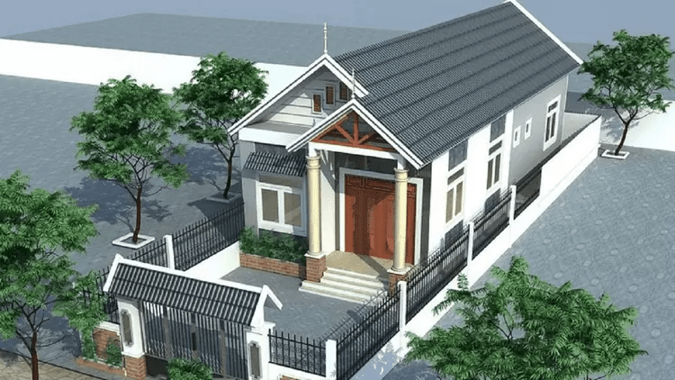 Mẫu nhà cấp 4 mái Thái kiểu nhà ống phổ biến ở thành thị
