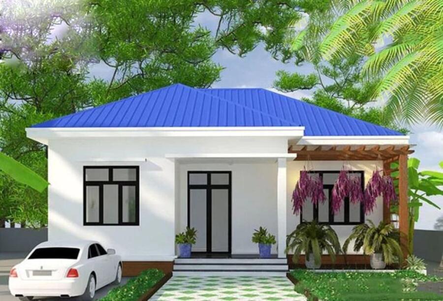 mẫu nhà cấp 4 mái Thái lợp tôn