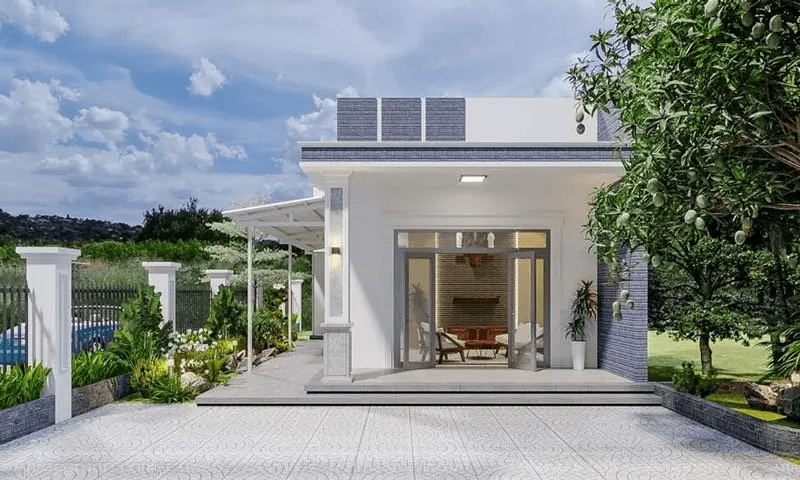 Nhà cấp 4 nông thôn mái bằng đơn giản, dễ ứng dụng, phổ biến