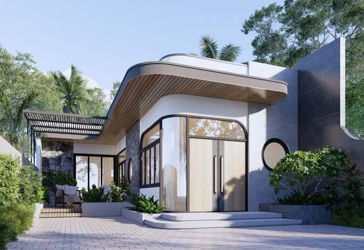 Mẫu nhà cấp 4 chữ L ở nông thôn