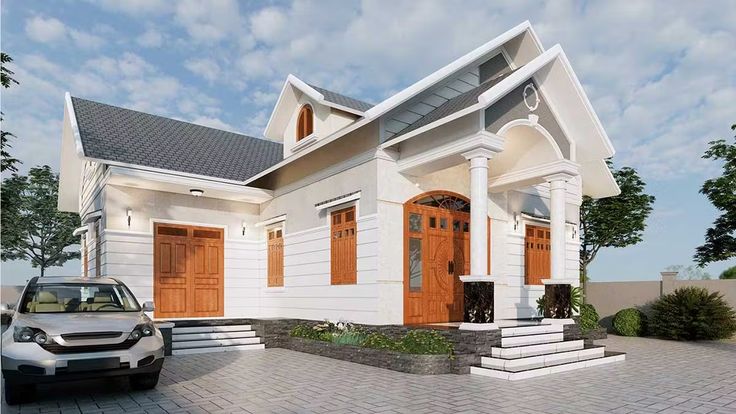 Mẫu nhà cấp 4 chữ L mái Thái đẹp hiện đại