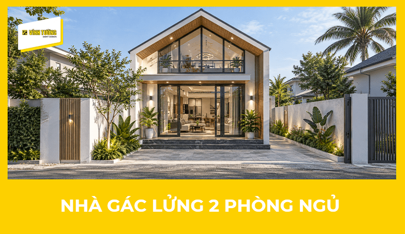 Mẫu nhà gác lửng 2 phòng ngủ đẹp, hiện đại, sang trọng