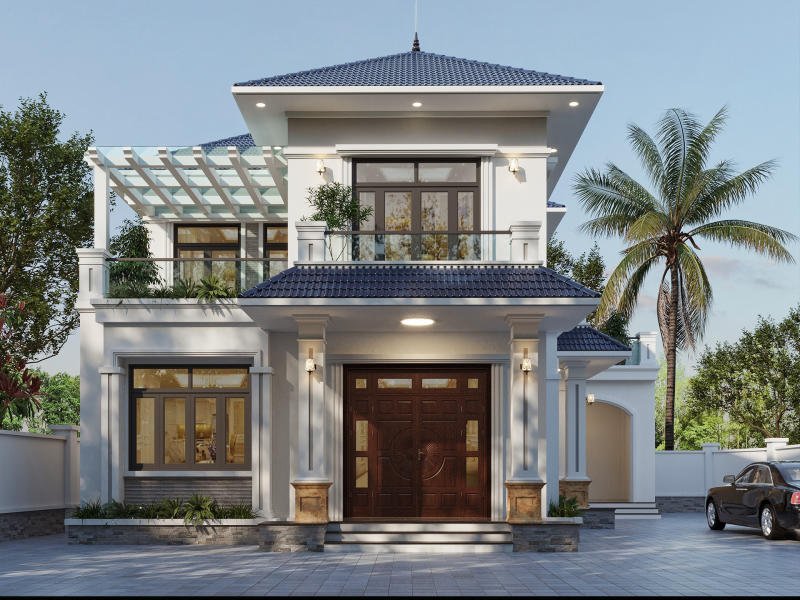 Nhà kiểu Nhật 2 tầng tone trung tính