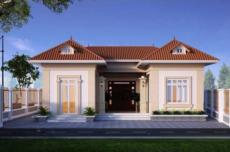 mẫu nhà cấp 4 mái ngói chữ u