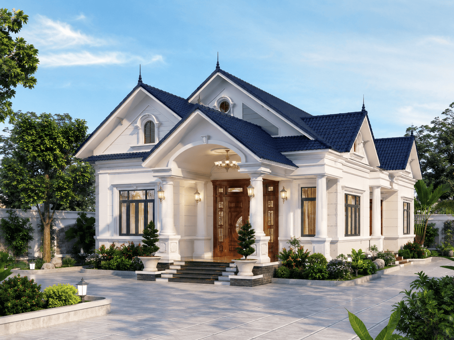 Thiết kế nhà cấp 4 mái Thái tân cổ điển kết hợp hài hòa giữa đường nét truyền thống và tiện nghi hiện đại.