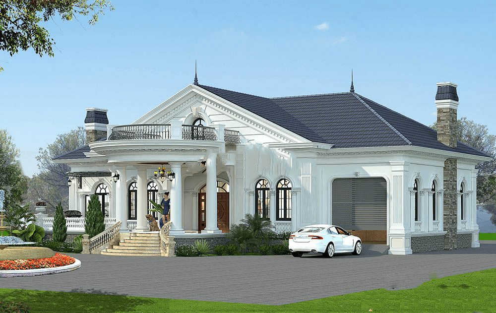 Mẫu nhà mái Thái 1 tầng phong cách châu Âu gây ấn tượng với đường nét tinh tế và sang trọng
