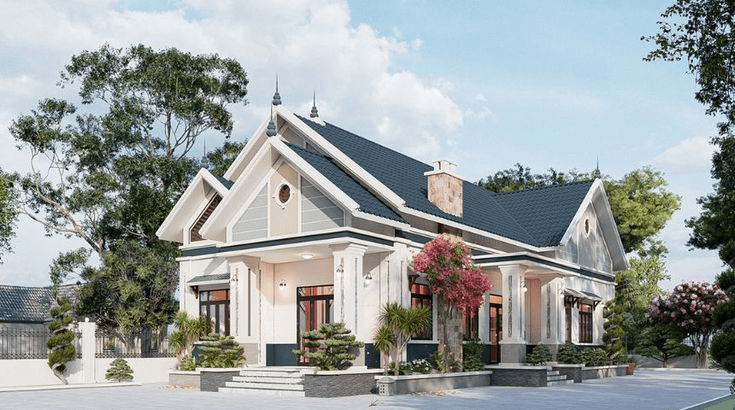 Mẫu nhà mái Thái 1 tầng diện tích 150m2 mang đến không gian sống rộng rãi và đẳng cấp cho gia đình đông người