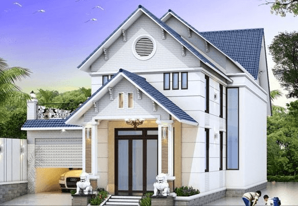 Mẫu nhà mái Thái 1 tầng có gara ô tô được thiết kế khoa học, đảm bảo tính thẩm mỹ và công năng