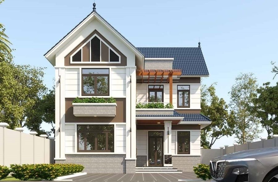 nhà mái thái 2 tầng 1 tum tinh tế 