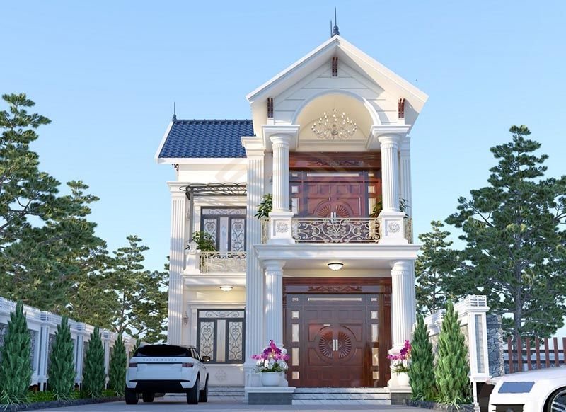 nhà mái thái 2 tầng chữ L 