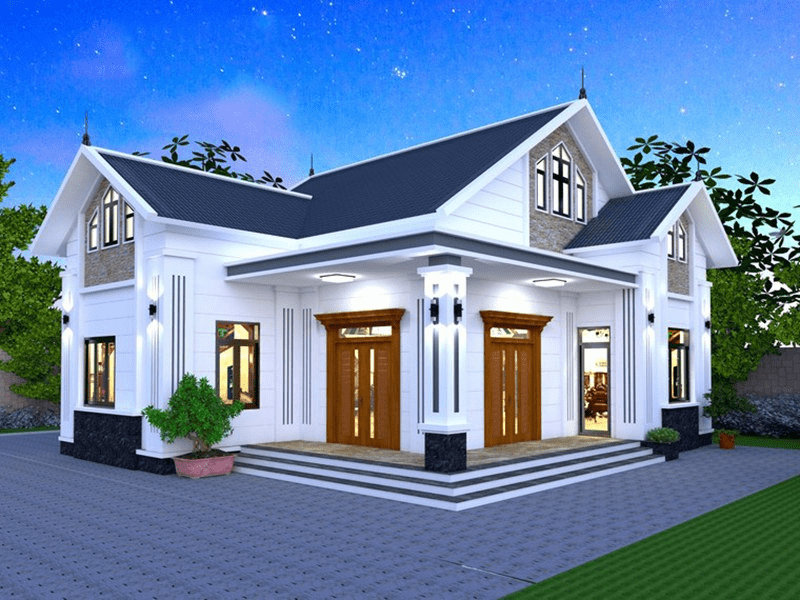 Mẫu nhà mái Thái hình chữ L đẹp, ấn tượng và hiện đại