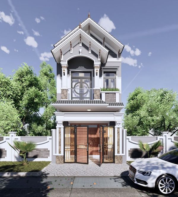 Mẫu nhà ống mái Thái 2 tầng