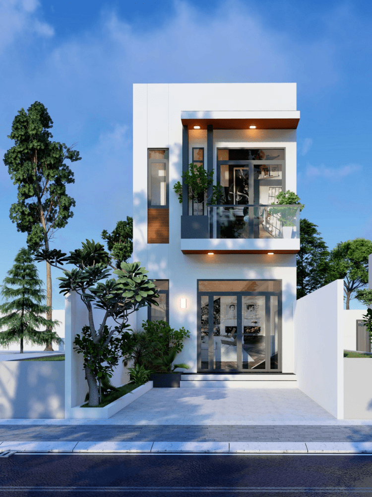 Thiết kế nhà 2 tầng chữ L 4 phòng ngủ đẹp diện tích 100m2 ở quê BT122079 -  Kiến trúc Angcovat