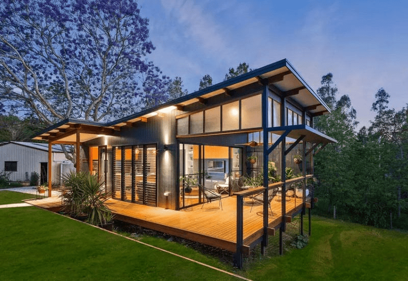 Thi công nhà tiền chế có diện tích khoảng 100m2 đẹp, hiện đại