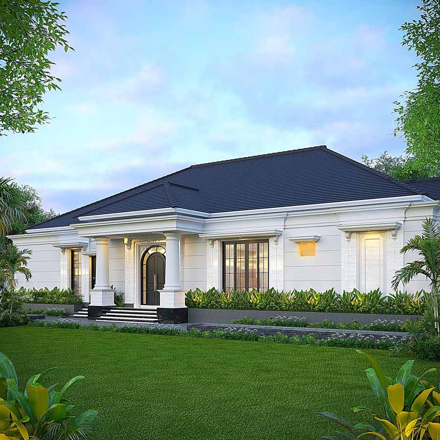Mẫu nhà vườn cấp 4 phong cách tân cổ điển sang trọng, quý phái
