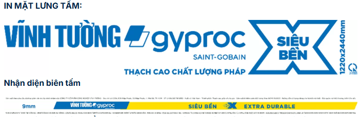 Nhận diện biên tấm và lưng tấm thạch cao VĨNH TƯỜNG-gyproc Siêu Bền X