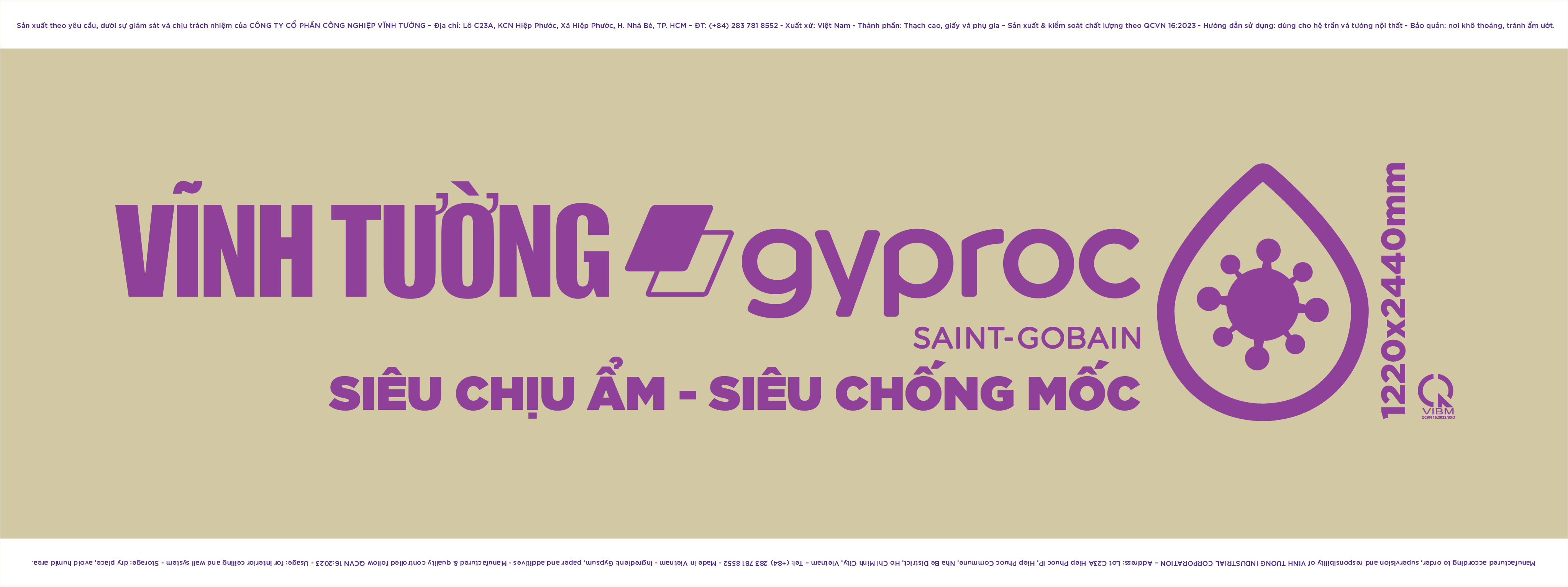 Nhận diện mặt lưng tấm thạch cao siêu chịu ẩm - siêu chống mốc