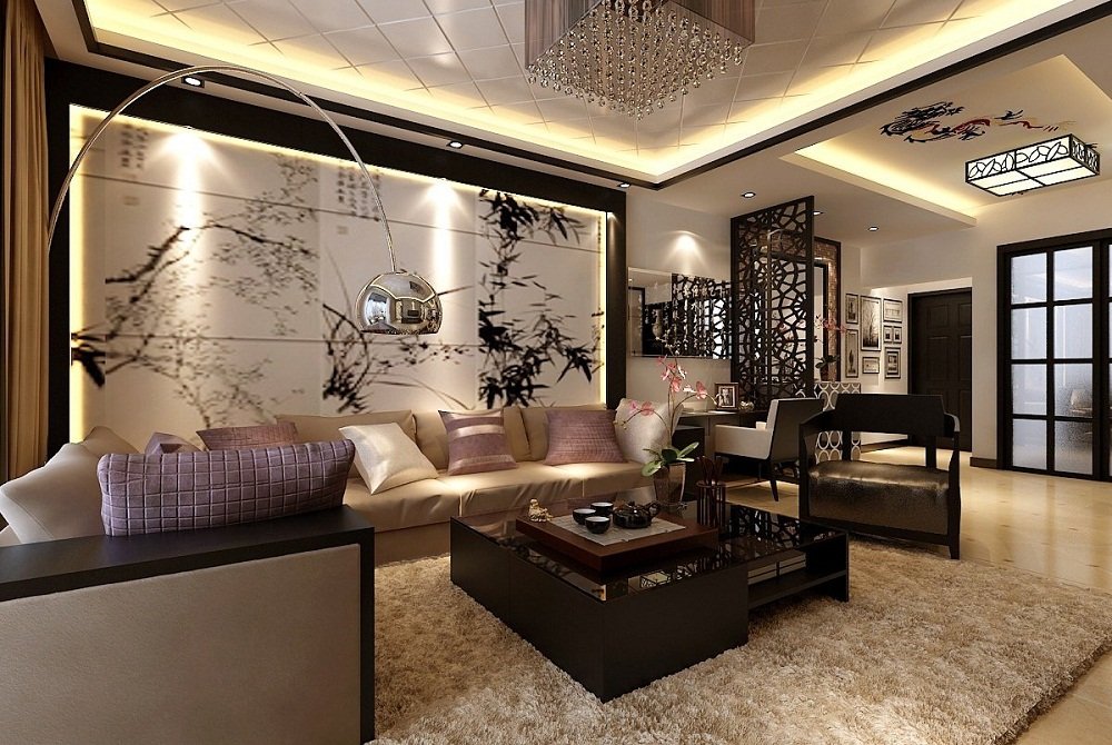 Mẫu phòng khách biệt thự châu Á cổ điển ấm cúng, thanh lịch