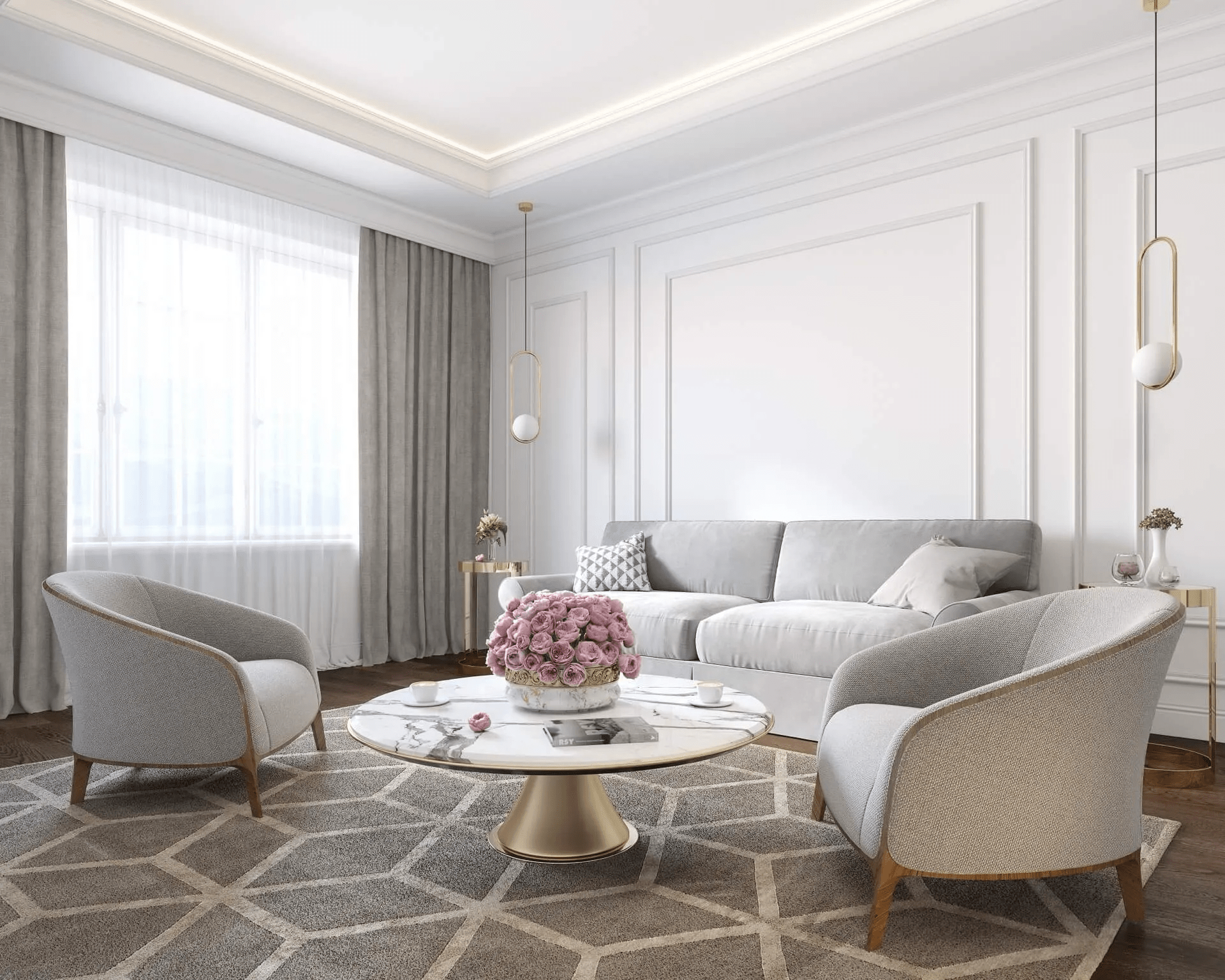 Phòng khách tân cổ điển diện tích nhỏ đơn giản