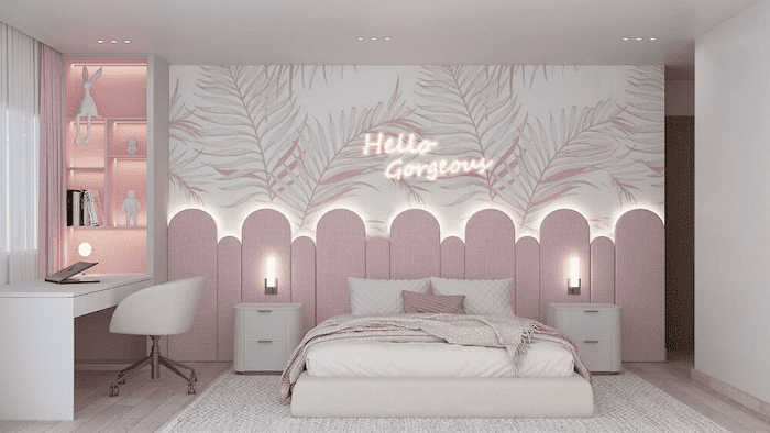 Mẫu phòng ngủ đẹp cho nữ màu hồng