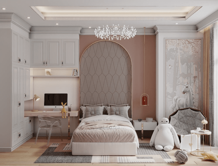 Mẫu phòng ngủ đẹp cho nữ màu hồng