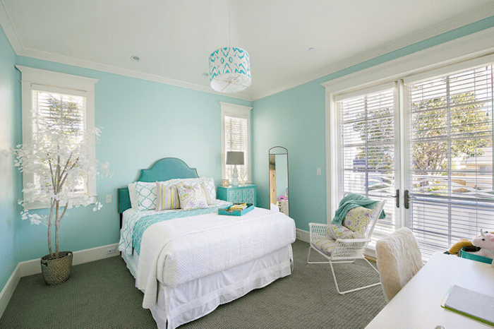 Mẫu phòng ngủ đẹp cho nữ màu xanh lá