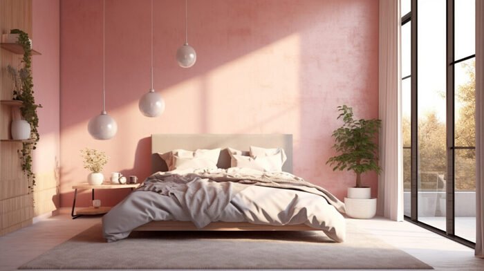 Mẫu phòng ngủ màu hồng kết hợp đồ nội thất
