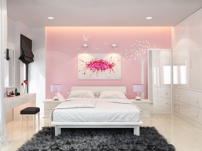 Cách trang trí phòng ngủ màu hồng