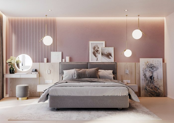 Mẫu phòng ngủ màu hồng đẹp, hiện đại