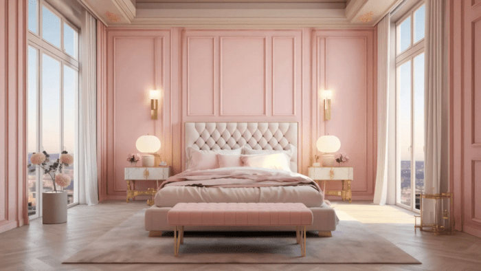 ý tưởng thiết kế phòng ngủ màu hồng đẹp