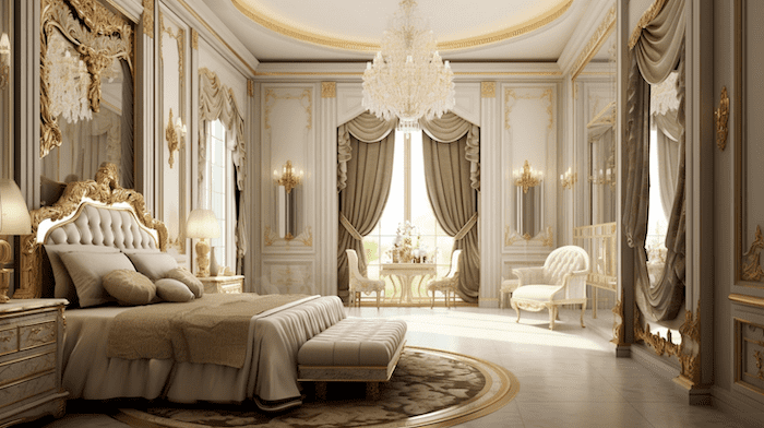 Thiết kế nội thất phòng ngủ tân cổ điển phong cách hoàng gia