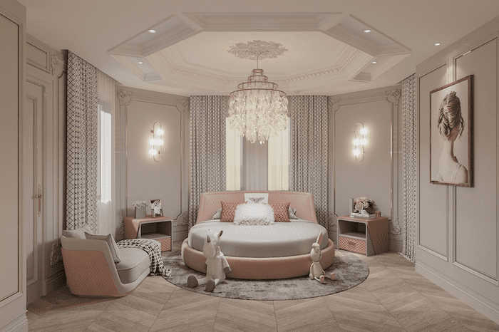 thiết kế phòng ngủ tân cổ điển đẹp, hiện đại và dễ thương cho bé gái
