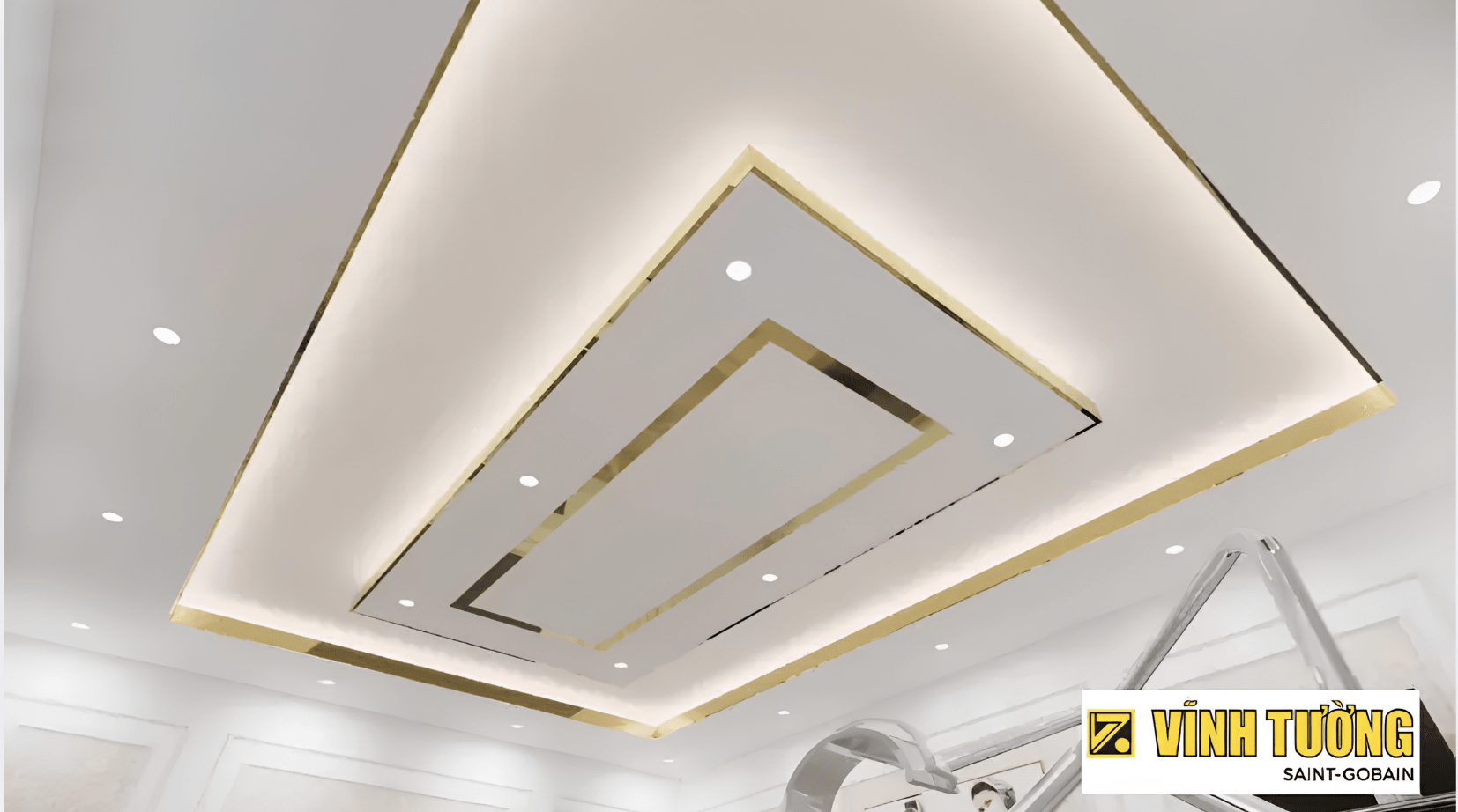 Sử dụng trần thạch cao Vĩnh Tường - giải pháp tối ưu cho nhà 2 tầng
