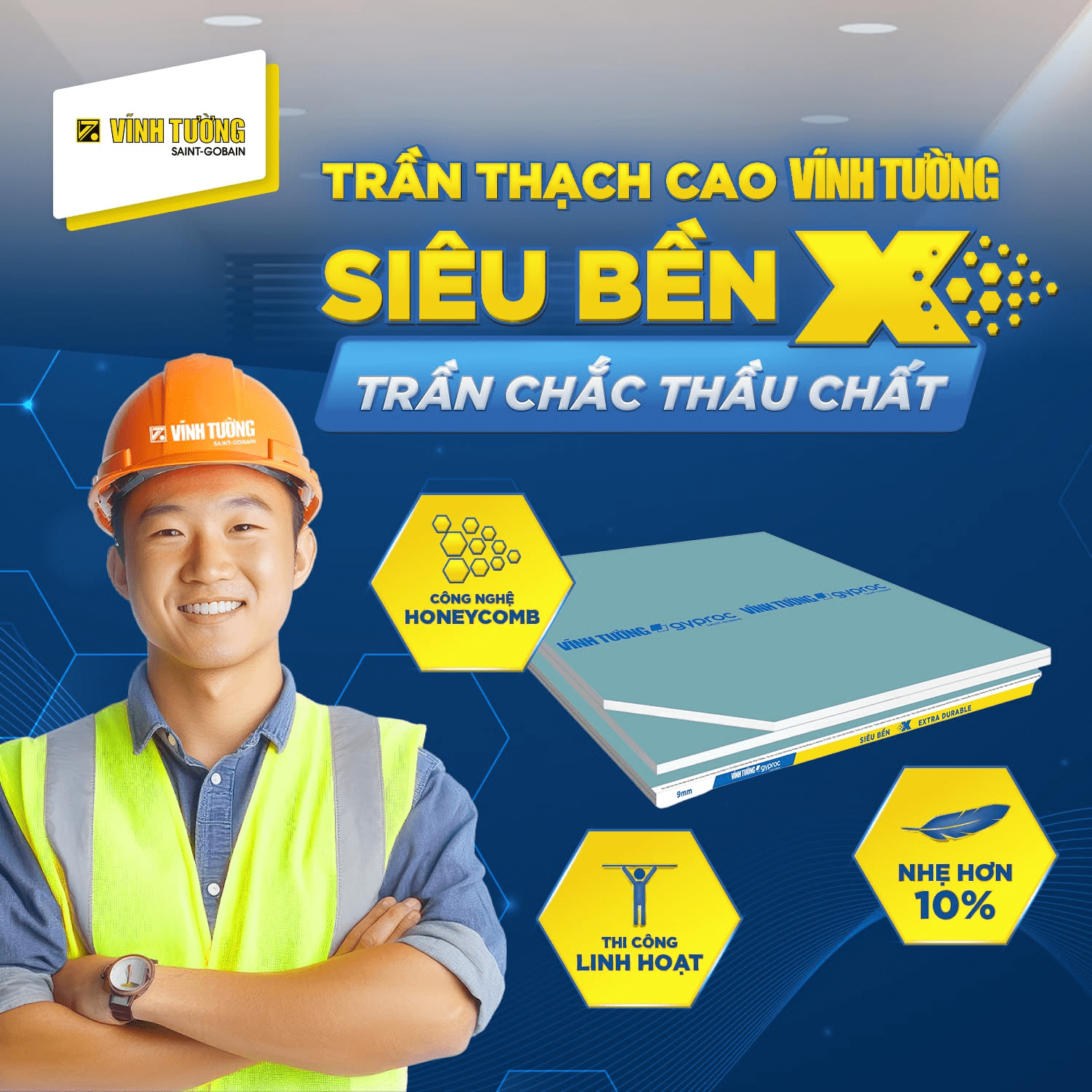 Tấm Siêu Bền X Vĩnh Tường giúp phòng ngủ bền chắc, chống võng tốt và thi công linh hoạt 