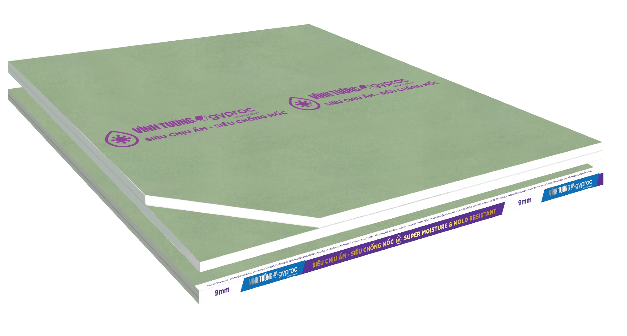 Tấm thạch cao siêu chịu ẩm - siêu chống mốc hỗ trợ chống mốc, chịu nồm ẩm và duy trì độ bền trong môi trường ẩm ướt