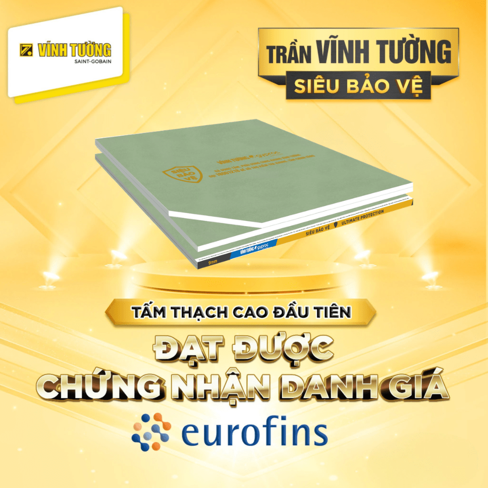 Tấm thạch cao Vĩnh Tường Siêu Bảo Vệ có khả năng thanh lọc không khí đến 80%, hỗ trợ bảo vệ sức khỏe gia đình