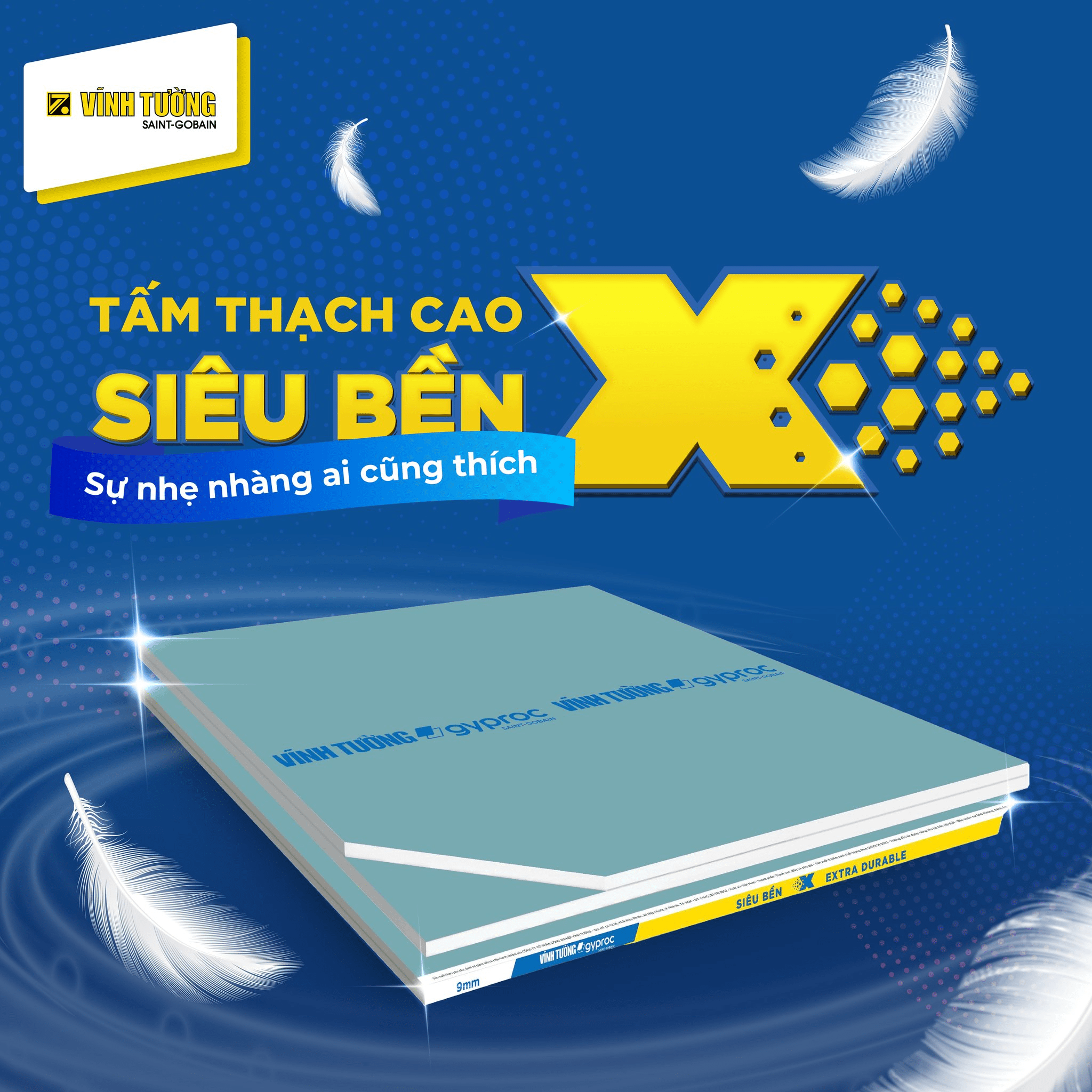 Tấm thạch cao Vĩnh Tường Siêu Bền X