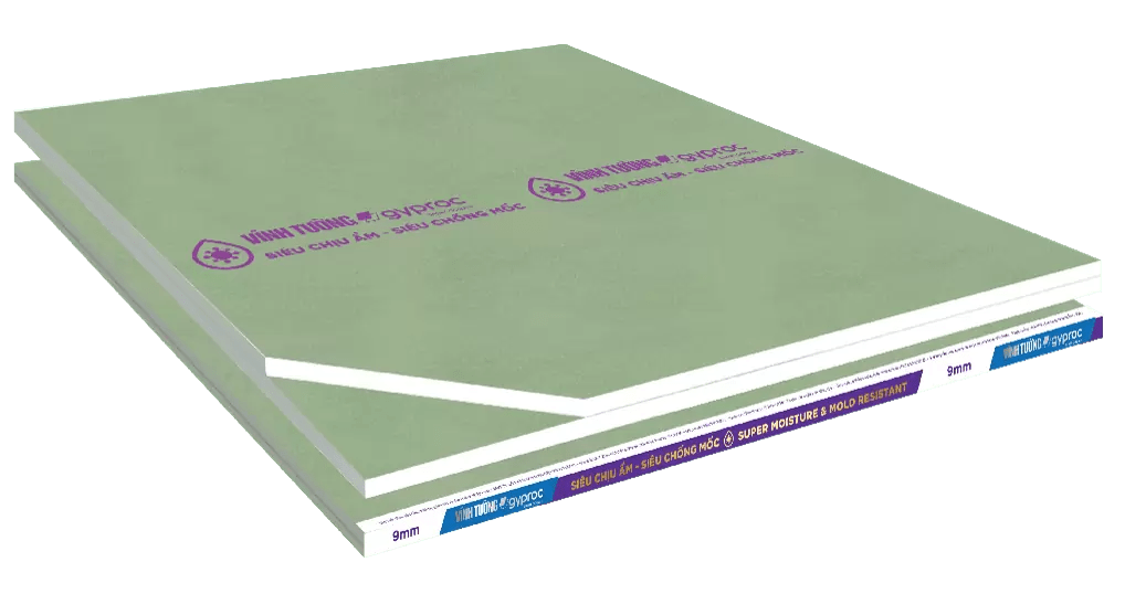 Tấm thạch cao Vĩnh Tường Siêu chịu ẩm - Siêu chống mốc