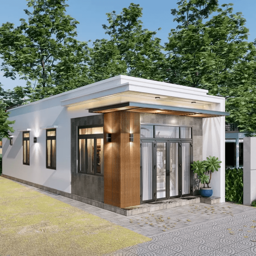 Tham khảo thiết kế mặt tiền nhà cấp 4 đẹp hiện đại, hạn chế các tiểu tiết cầu kỳ để tổng quan căn nhà trông hài hòa hơn
