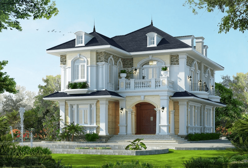 Mẫu thiết kế biệt thự hiện đại có 3 phòng ngủ với kiến trúc mái Thái độc đáo
